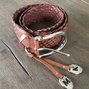 Michael Kors Brown Leather Braided Belt